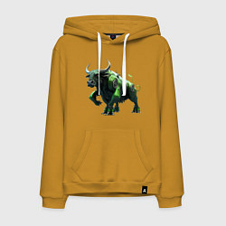 Толстовка-худи хлопковая мужская Зеленый бык, цвет: горчичный