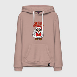 Толстовка-худи хлопковая мужская Christmas Mario, цвет: пыльно-розовый