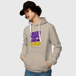 Толстовка-худи хлопковая мужская Lakers nation, цвет: миндальный — фото 2