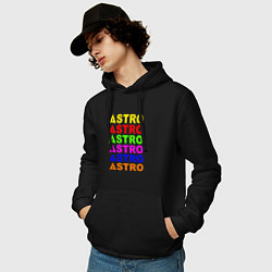 Толстовка-худи хлопковая мужская Astro color logo, цвет: черный — фото 2