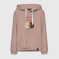Толстовка-худи хлопковая мужская Коты на закате, цвет: пыльно-розовый