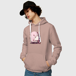 Толстовка-худи хлопковая мужская Anime X Girl, цвет: пыльно-розовый — фото 2