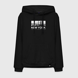 Толстовка-худи хлопковая мужская Нью-Йорк Сити, цвет: черный