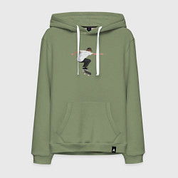 Толстовка-худи хлопковая мужская Скейтбординг - jump, цвет: авокадо