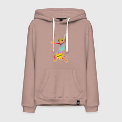 Толстовка-худи хлопковая мужская Веселая ящерица цензура, цвет: пыльно-розовый