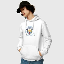 Толстовка-худи хлопковая мужская Manchester City FC, цвет: белый — фото 2