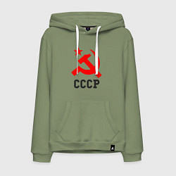 Толстовка-худи хлопковая мужская СССР стиль, цвет: авокадо