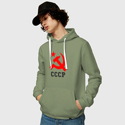Толстовка-худи хлопковая мужская СССР стиль, цвет: авокадо — фото 2