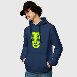 Толстовка-худи хлопковая мужская Double lime face, цвет: тёмно-синий — фото 2