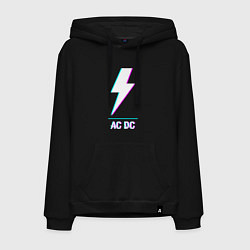 Толстовка-худи хлопковая мужская AC DC glitch rock, цвет: черный
