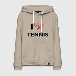 Толстовка-худи хлопковая мужская I Love Tennis, цвет: миндальный