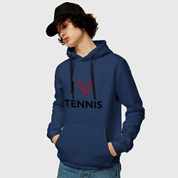 Толстовка-худи хлопковая мужская I Love Tennis, цвет: тёмно-синий — фото 2