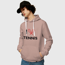 Толстовка-худи хлопковая мужская I Love Tennis, цвет: пыльно-розовый — фото 2