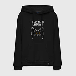 Толстовка-худи хлопковая мужская Hollywood Undead rock cat, цвет: черный
