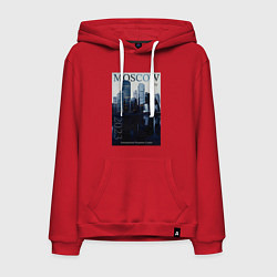 Толстовка-худи хлопковая мужская Moscow city обложка журнала, цвет: красный