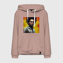 Толстовка-худи хлопковая мужская Граффити Арт в оранжевых тонах Боб Марли, цвет: пыльно-розовый
