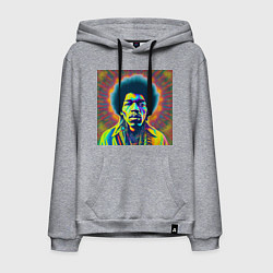 Толстовка-худи хлопковая мужская Jimi Hendrix Magic Glitch Art, цвет: меланж