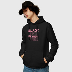 Толстовка-худи хлопковая мужская Black pink in your area - минимализм, цвет: черный — фото 2