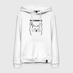 Толстовка-худи хлопковая мужская The Offspring - rock cat, цвет: белый