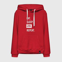Толстовка-худи хлопковая мужская Eat Sleep EXO Repeat, цвет: красный