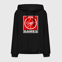 Толстовка-худи хлопковая мужская Virgin games logo, цвет: черный