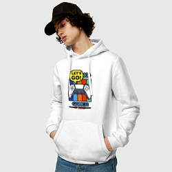 Толстовка-худи хлопковая мужская Gamer by night, цвет: белый — фото 2