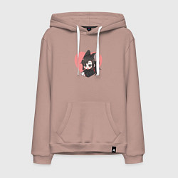 Толстовка-худи хлопковая мужская Wei Wuxian heart, цвет: пыльно-розовый