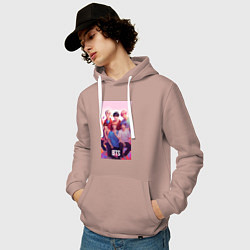Толстовка-худи хлопковая мужская BTS art anime style, цвет: пыльно-розовый — фото 2
