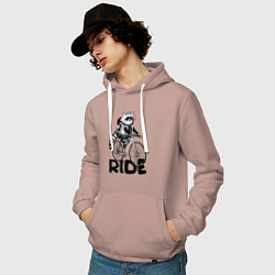 Толстовка-худи хлопковая мужская Raccoon ride, цвет: пыльно-розовый — фото 2