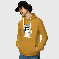 Толстовка-худи хлопковая мужская Freddie Mercury head, цвет: горчичный — фото 2