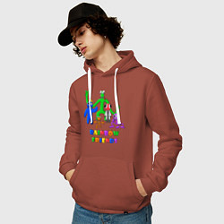 Толстовка-худи хлопковая мужская Радужные друзья вместе, цвет: кирпичный — фото 2