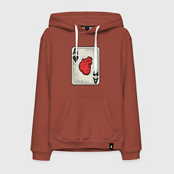 Толстовка-худи хлопковая мужская Туз сердца, цвет: кирпичный