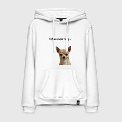 Толстовка-худи хлопковая мужская Собака съела товар, цвет: белый