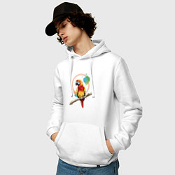 Толстовка-худи хлопковая мужская Яркий какаду, цвет: белый — фото 2
