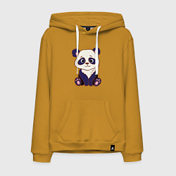 Толстовка-худи хлопковая мужская Милашка панда, цвет: горчичный