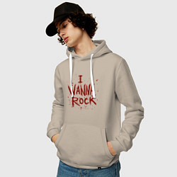 Толстовка-худи хлопковая мужская I Wanna Rock - Я хочу зажигать, цвет: миндальный — фото 2