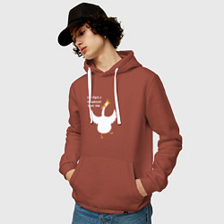 Толстовка-худи хлопковая мужская Как будто я специально лучше всех - Гусь, цвет: кирпичный — фото 2