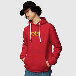 Толстовка-худи хлопковая мужская CS2 yellow logo, цвет: красный — фото 2