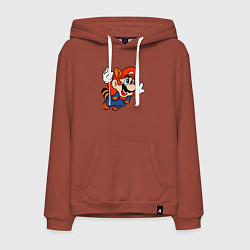 Толстовка-худи хлопковая мужская Марио летит, цвет: кирпичный
