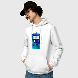 Толстовка-худи хлопковая мужская Space tardis, цвет: белый — фото 2