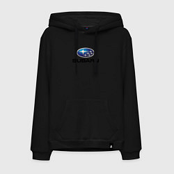 Толстовка-худи хлопковая мужская Subaru sport auto, цвет: черный