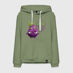 Толстовка-худи хлопковая мужская Баклажаново - баклажану фиолетово, цвет: авокадо