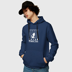 Толстовка-худи хлопковая мужская Sweater dragon year, цвет: тёмно-синий — фото 2