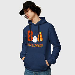 Толстовка-худи хлопковая мужская Хеллоуин - праздник тыквы, цвет: тёмно-синий — фото 2
