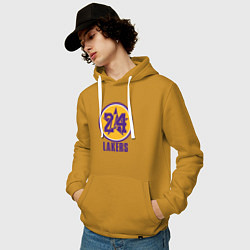 Толстовка-худи хлопковая мужская 24 Lakers, цвет: горчичный — фото 2