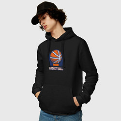 Толстовка-худи хлопковая мужская Style basketball, цвет: черный — фото 2