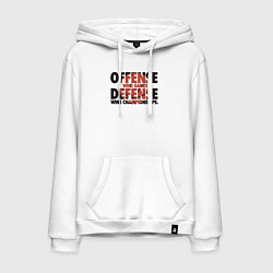 Толстовка-худи хлопковая мужская Защита выигрывает чемпионаты, цвет: белый