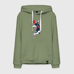 Толстовка-худи хлопковая мужская Хината Шое - Волейбол, цвет: авокадо