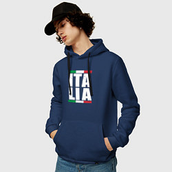 Толстовка-худи хлопковая мужская Italia, цвет: тёмно-синий — фото 2