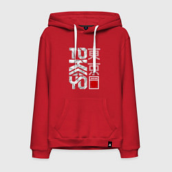 Толстовка-худи хлопковая мужская Токио типографика, цвет: красный